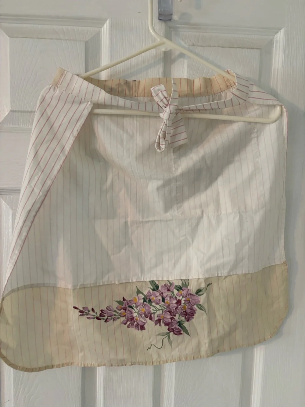 Vintage Purple Floral Striped Half Apron
